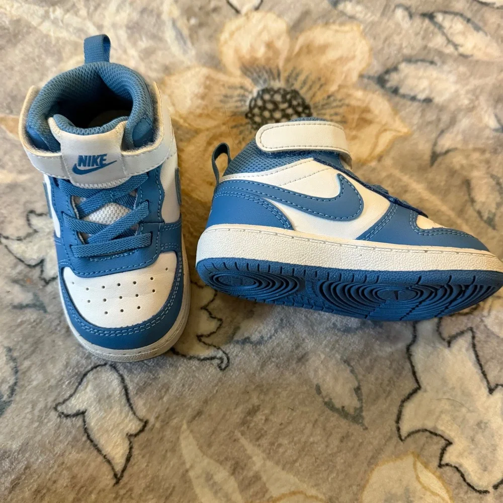 Nike Court Borough Mid 2 Toddler 6C White University Blue CD7784-123 Sneaker